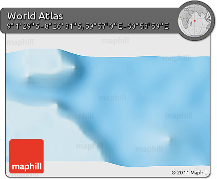 Shaded Relief 3D Map of the Area around 8° 44' 0" S, 60° 25' 29" E