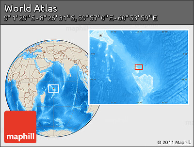 Shaded Relief Location Map of the Area around 8° 44' 0" S, 60° 25' 29" E