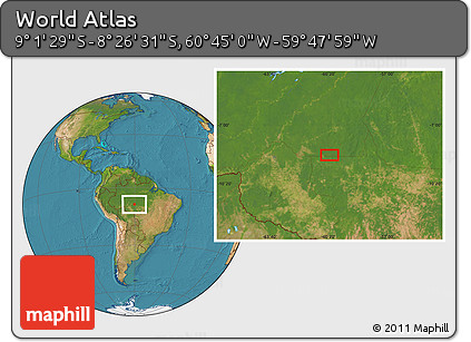 Satellite Location Map of the Area around 8° 44' 0" S, 60° 16' 29" W