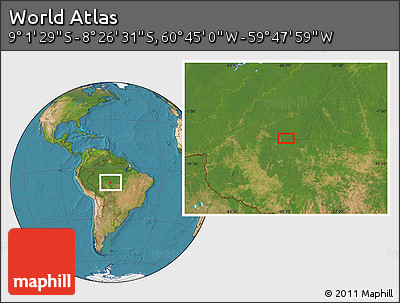 Satellite Location Map of the Area around 8° 44' 0" S, 60° 16' 29" W