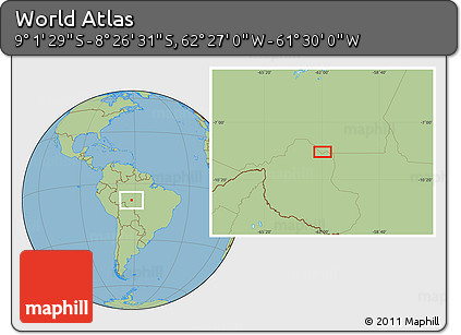 Savanna Style Location Map of the Area around 8° 44' 0" S, 61° 58' 30" W