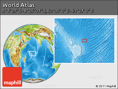 Physical Location Map of the Area around 8° 44' 0" S, 62° 58' 30" E