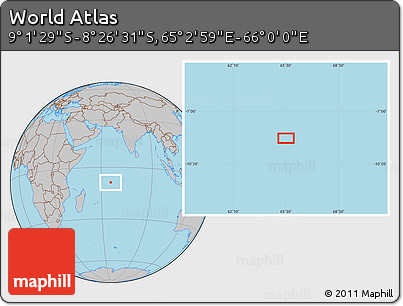 Gray Location Map of the Area around 8° 44' 0" S, 65° 31' 30" E