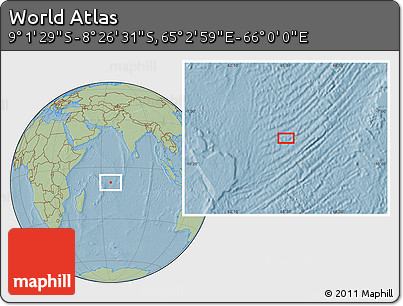 Savanna Style Location Map of the Area around 8° 44' 0" S, 65° 31' 30" E, hill shading