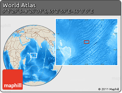 Shaded Relief Location Map of the Area around 8° 44' 0" S, 65° 31' 30" E