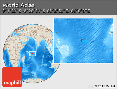 Shaded Relief Location Map of the Area around 8° 44' 0" S, 65° 31' 30" E