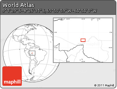 Blank Location Map of the Area around 8° 44' 0" S, 65° 22' 30" W