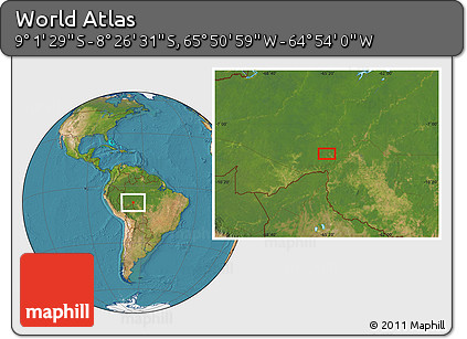 Satellite Location Map of the Area around 8° 44' 0" S, 65° 22' 30" W