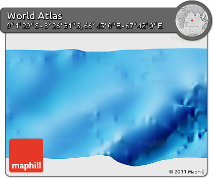 Shaded Relief 3D Map of the Area around 8° 44' 0" S, 67° 13' 29" E