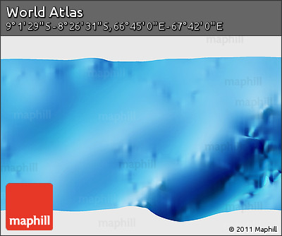 Shaded Relief 3D Map of the Area around 8° 44' 0" S, 67° 13' 29" E