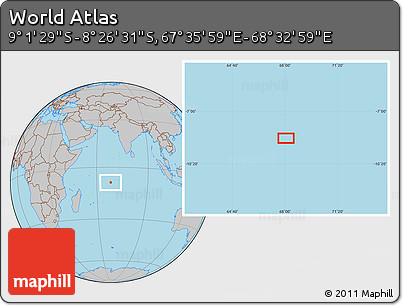 Gray Location Map of the Area around 8° 44' 0" S, 68° 4' 29" E