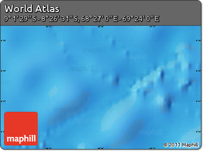 Physical Map of the Area around 8° 44' 0" S, 68° 55' 30" E