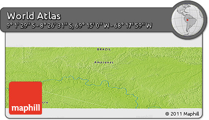 Physical Panoramic Map of the Area around 8° 44' 0" S, 68° 46' 30" W