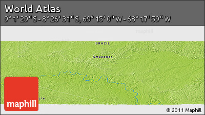 Physical Panoramic Map of the Area around 8° 44' 0" S, 68° 46' 30" W