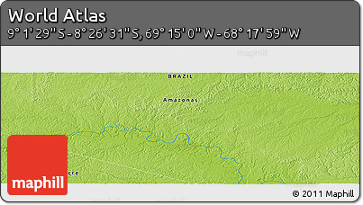 Physical Panoramic Map of the Area around 8° 44' 0" S, 68° 46' 30" W