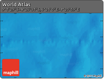 Physical Map of the Area around 8° 44' 0" S, 6° 52' 30" E