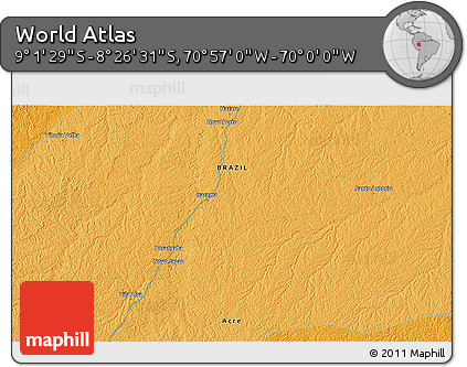 Political 3D Map of the Area around 8° 44' 0" S, 70° 28' 29" W