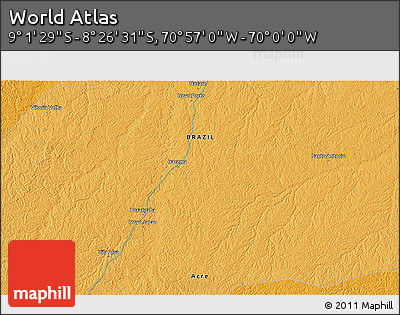 Political 3D Map of the Area around 8° 44' 0" S, 70° 28' 29" W