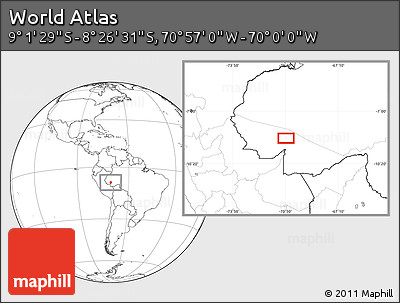 Blank Location Map of the Area around 8° 44' 0" S, 70° 28' 29" W