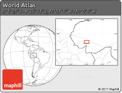 Blank Location Map of the Area around 8° 44' 0" S, 70° 28' 29" W