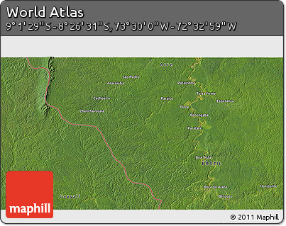 Satellite 3D Map of the Area around 8° 44' 0" S, 73° 1' 30" W