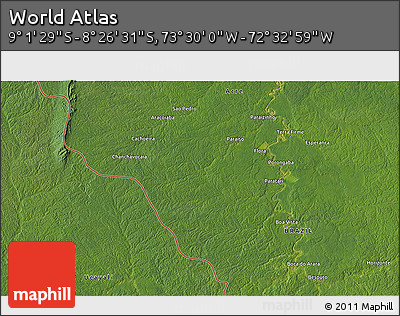 Satellite 3D Map of the Area around 8° 44' 0" S, 73° 1' 30" W