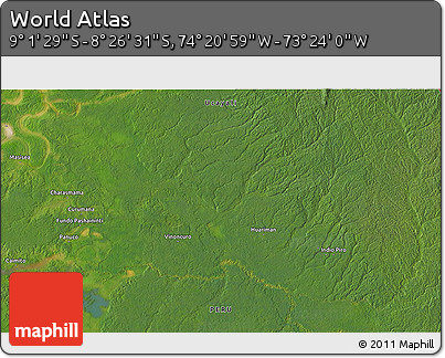 Satellite 3D Map of the Area around 8° 44' 0" S, 73° 52' 30" W