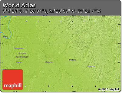 Physical Map of the Area around 8° 44' 0" S, 73° 52' 30" W