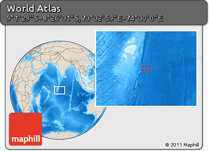 Shaded Relief Location Map of the Area around 8° 44' 0" S, 74° 1' 30" E