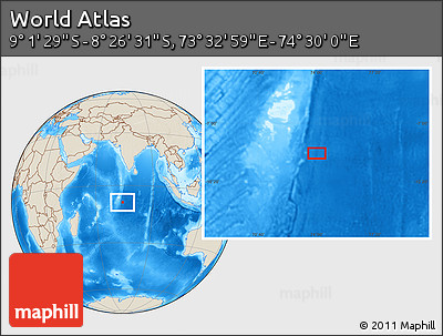 Shaded Relief Location Map of the Area around 8° 44' 0" S, 74° 1' 30" E