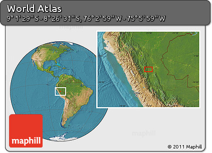 Satellite Location Map of the Area around 8° 44' 0" S, 75° 34' 29" W