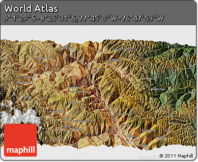 Satellite 3D Map of the Area around 8° 44' 0" S, 77° 16' 30" W