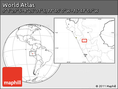Blank Location Map of the Area around 8° 44' 0" S, 77° 16' 30" W