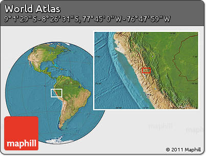 Satellite Location Map of the Area around 8° 44' 0" S, 77° 16' 30" W