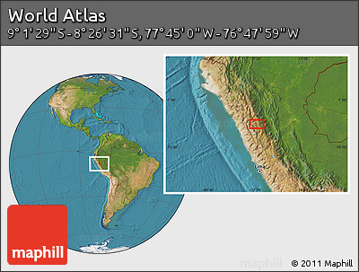 Satellite Location Map of the Area around 8° 44' 0" S, 77° 16' 30" W