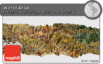 Satellite Panoramic Map of the Area around 8° 44' 0" S, 77° 16' 30" W