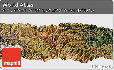 Satellite Panoramic Map of the Area around 8° 44' 0" S, 77° 16' 30" W