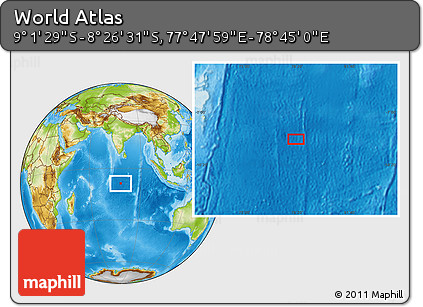 Physical Location Map of the Area around 8° 44' 0" S, 78° 16' 30" E