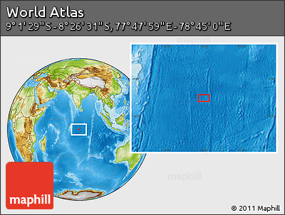 Physical Location Map of the Area around 8° 44' 0" S, 78° 16' 30" E
