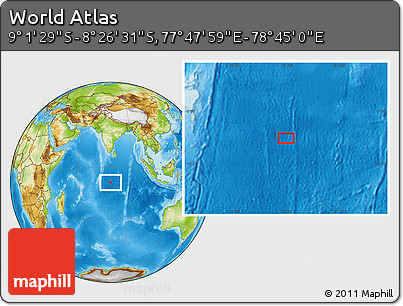 Physical Location Map of the Area around 8° 44' 0" S, 78° 16' 30" E