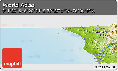 Physical Panoramic Map of the Area around 8° 44' 0" S, 78° 58' 29" W