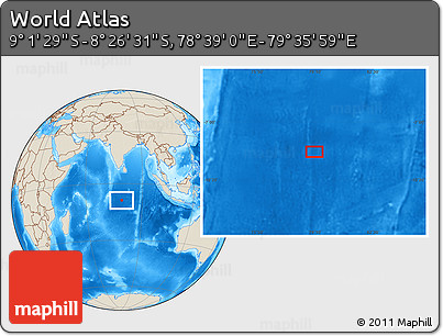 Shaded Relief Location Map of the Area around 8° 44' 0" S, 79° 7' 30" E