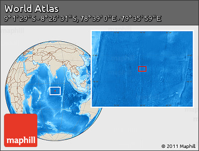 Shaded Relief Location Map of the Area around 8° 44' 0" S, 79° 7' 30" E