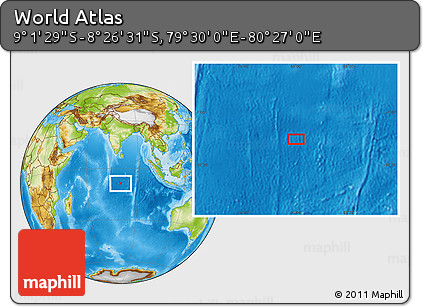 Physical Location Map of the Area around 8° 44' 0" S, 79° 58' 29" E