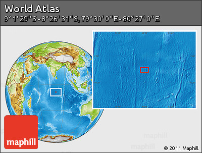 Physical Location Map of the Area around 8° 44' 0" S, 79° 58' 29" E