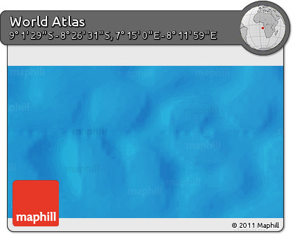 Shaded Relief 3D Map of the Area around 8° 44' 0" S, 7° 43' 29" E