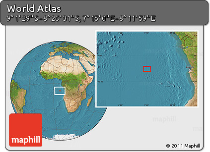 Satellite Location Map of the Area around 8° 44' 0" S, 7° 43' 29" E