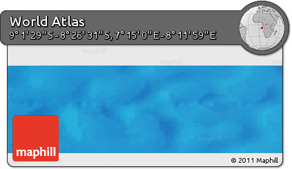 Shaded Relief Panoramic Map of the Area around 8° 44' 0" S, 7° 43' 29" E