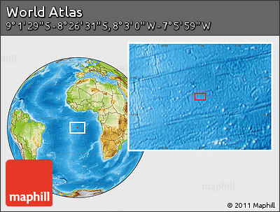 Physical Location Map of the Area around 8° 44' 0" S, 7° 34' 30" W