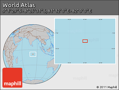 Gray Location Map of the Area around 8° 44' 0" S, 81° 40' 30" E